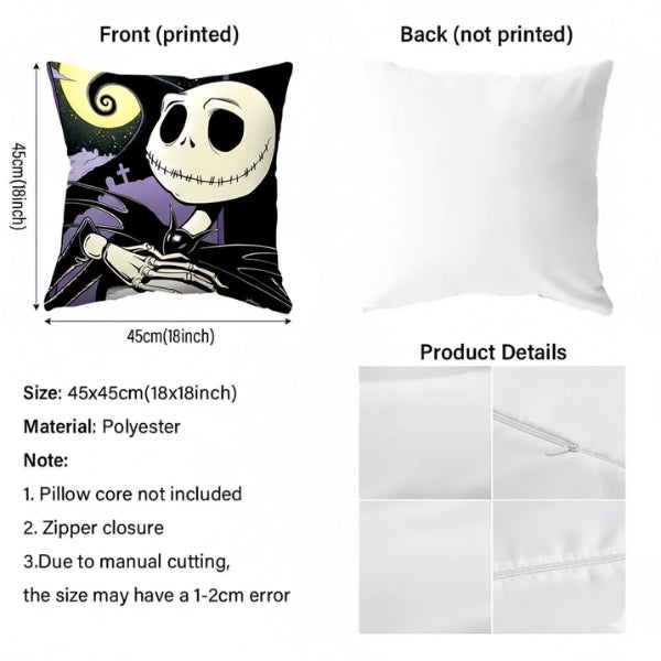 HauntHug™ – Spooky Jack Skellington Cushion Cover for Halloween Parties & Gifts