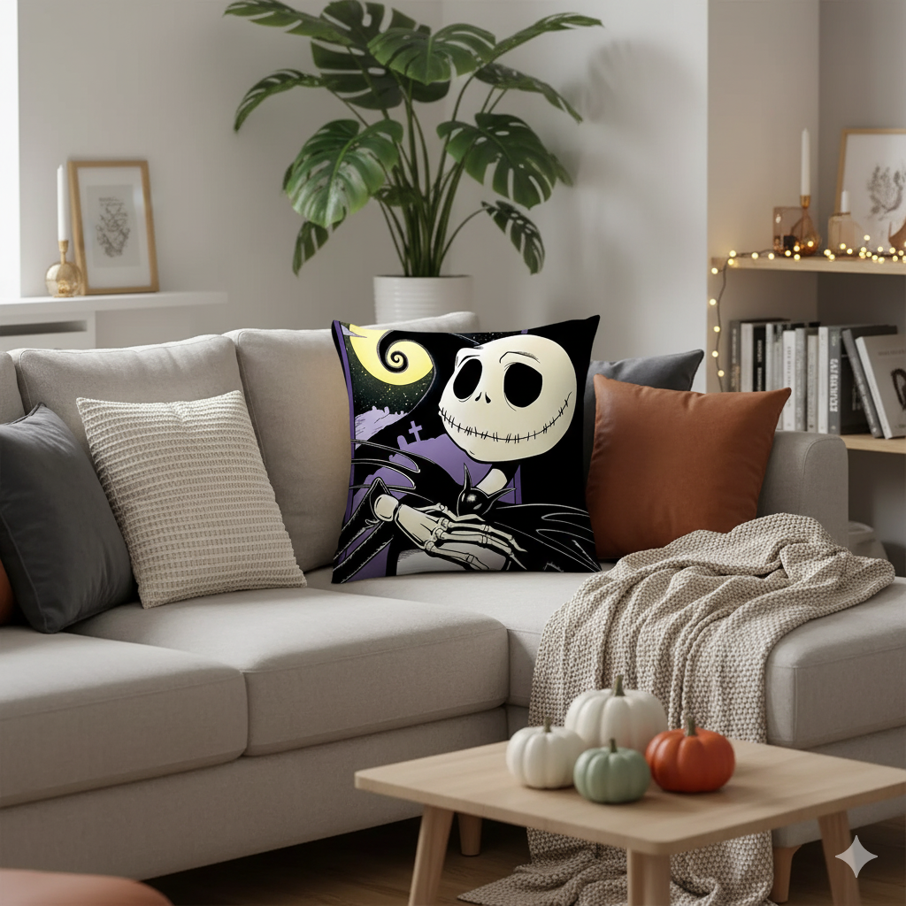 HauntHug™ – Spooky Jack Skellington Cushion Cover for Halloween Parties & Gifts