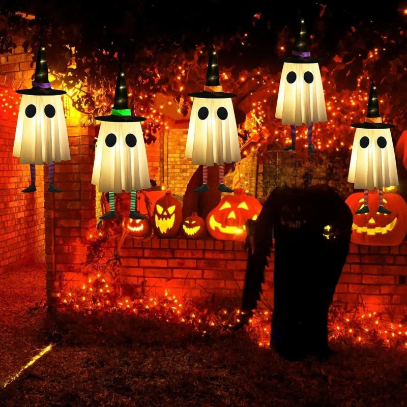 EerieHangs™ – Outdoor Halloween Ghost Lights & Witch Hat Yard Decorations