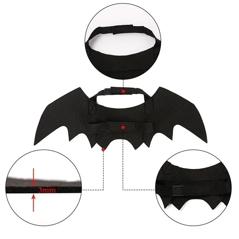 PawBat™ Cosplay – Black Bat Wings Pet Costume for Halloween Parties