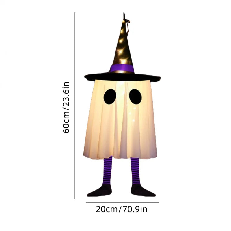 EerieHangs™ – Outdoor Halloween Ghost Lights & Witch Hat Yard Decorations