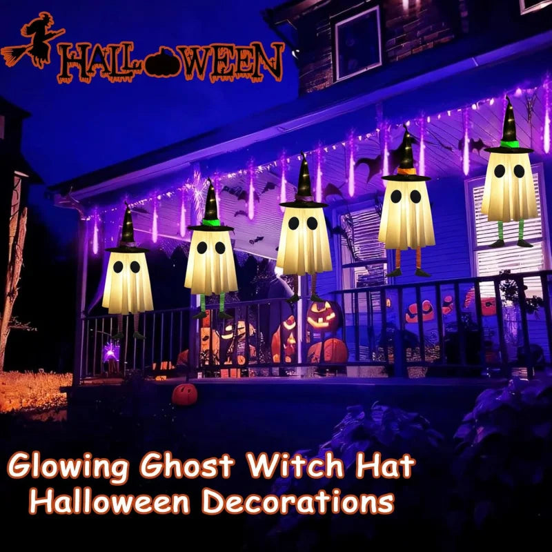 EerieHangs™ – Outdoor Halloween Ghost Lights & Witch Hat Yard Decorations