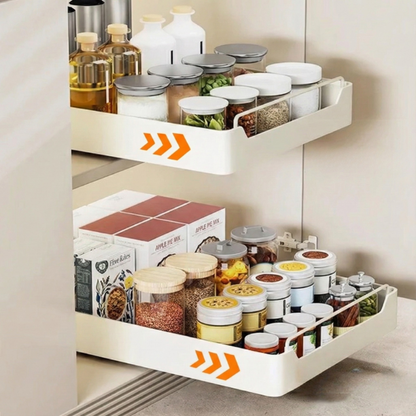 CabinetEase™ – Sliding Storage Tray & Kitchen Shelf Organiser