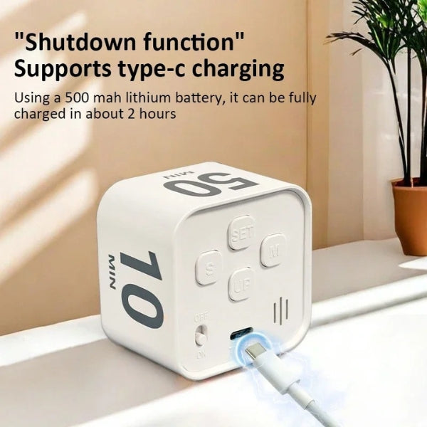 TimeCube Pro™ – Silent Digital Timer with Gravity Sensor & Type-C Charging