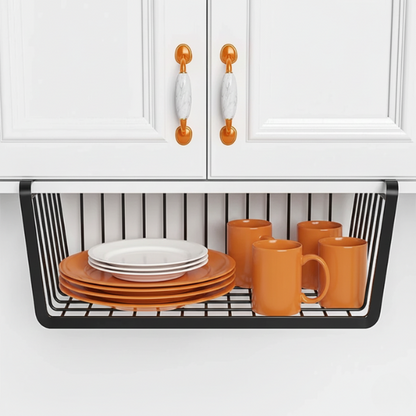 HangEase – Large Iron Under-Shelf Storage Basket for Kitchen & Wardrobe