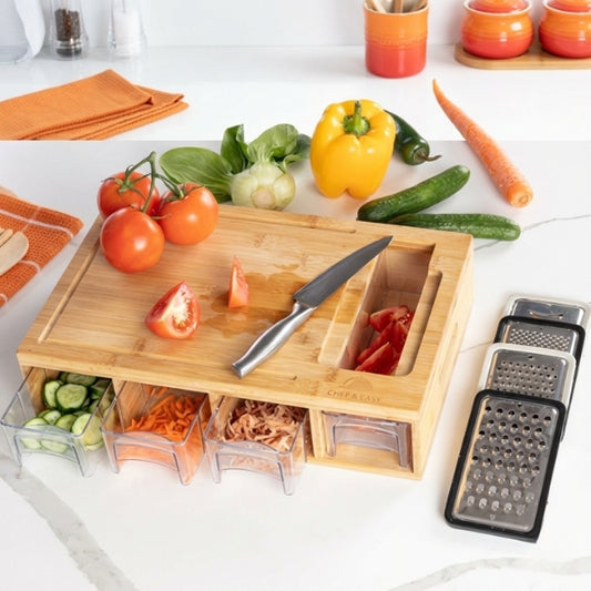 ModernCut bamboo cutting board with storage containers