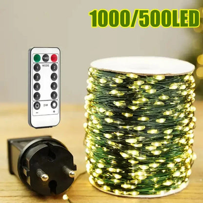 1000-LED Waterproof Christmas String Lights 110–220V