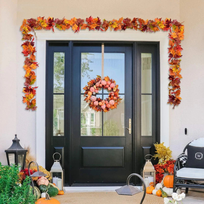 Maple Charm™ – 180cm Artificial Autumn Leaf Hanging Garland for Seasonal Home Décor