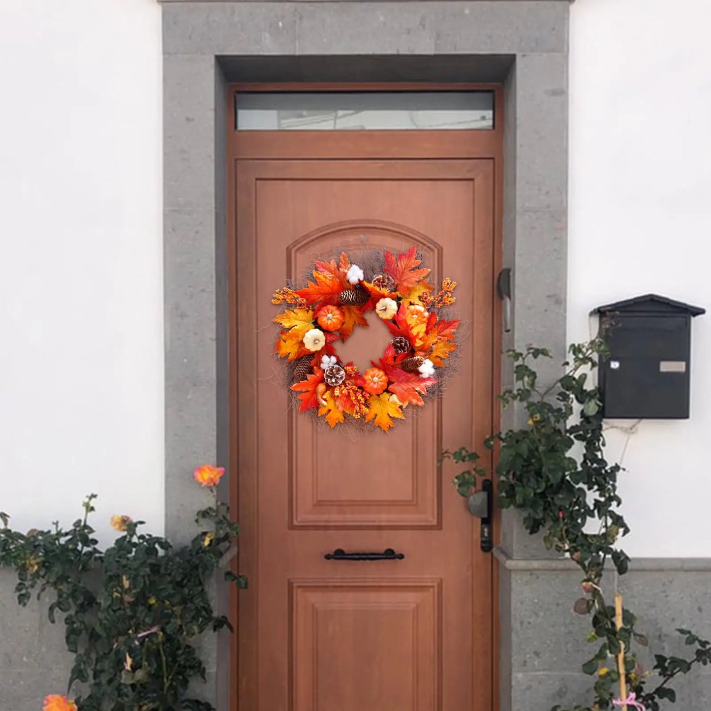 Rustic Autumn Charm™ – 55cm Harvest Garland Wreath for Seasonal Decoration