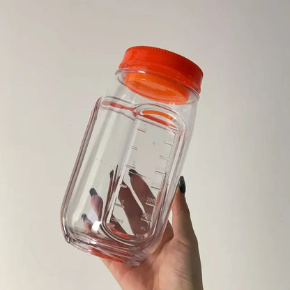 Portable layered salad jar for meal prep.