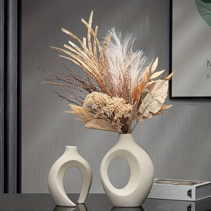 BohoNest Vases – Set of 2 Modern Hollow Ceramics for Home Styling