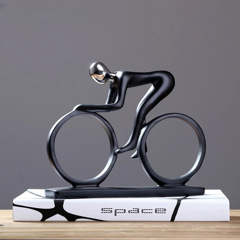 PedalArt™ – Abstract Resin Bicycle Rider Figurine for Living Room & Desk