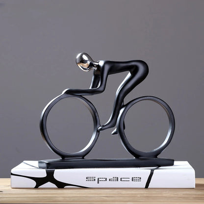 PedalArt™ – Abstract Resin Bicycle Rider Figurine for Living Room & Desk
