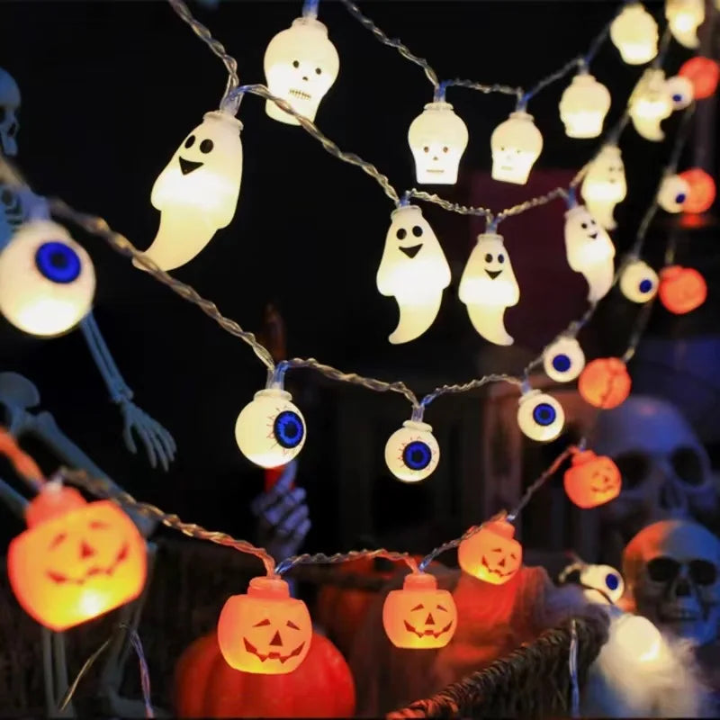 FrightFest™ – 1.5M Halloween LED Horror String Lights with Skulls & Spiders