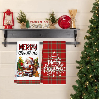 MerryStitch – Christmas Plaid Hand & Dish Towels (2pcs Set)
