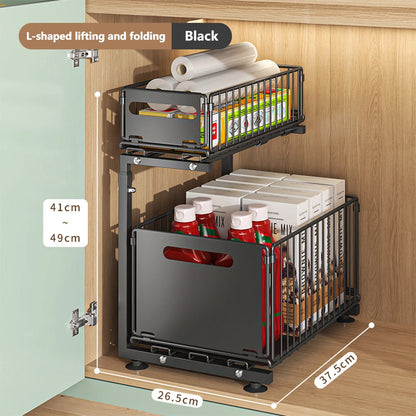 SlideEase™ – 2-Tier Pull-Out Under Sink Kitchen Storage Rack