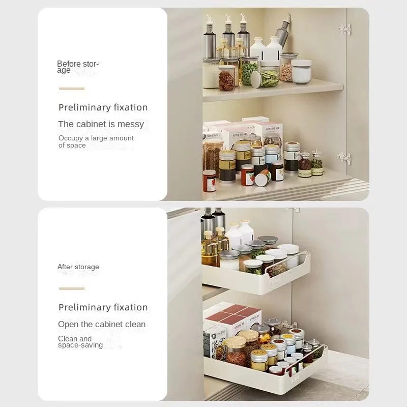 CabinetEase™ – Sliding Storage Tray & Kitchen Shelf Organiser
