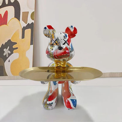 UrbanBear™ – 21cm Graffiti Sculpture for Modern Home & Office Decor