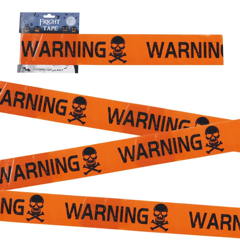 FrightZone™ – Halloween Window Skull Prop & Warning Tape Set
