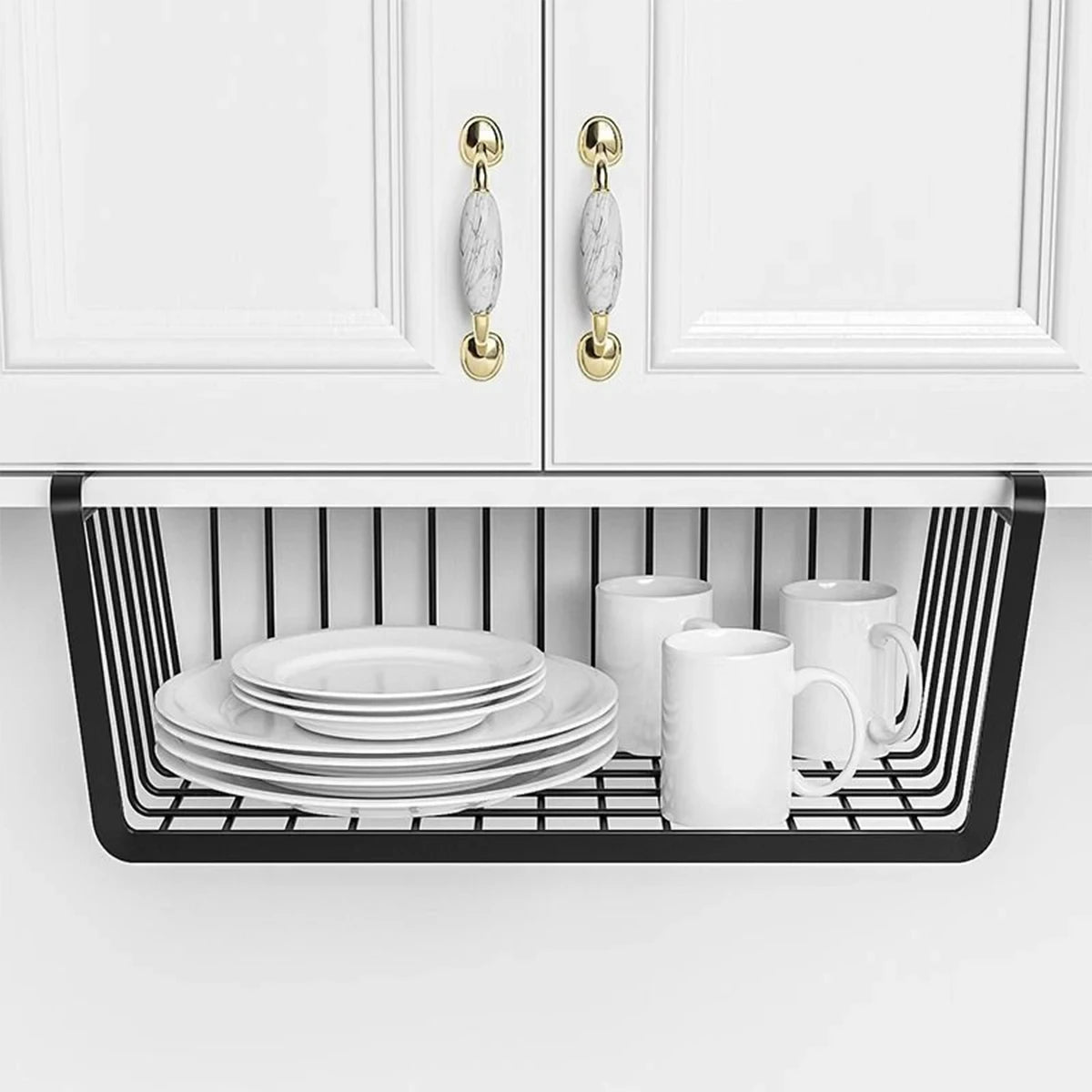 HangEase – Large Iron Under-Shelf Storage Basket for Kitchen & Wardrobe