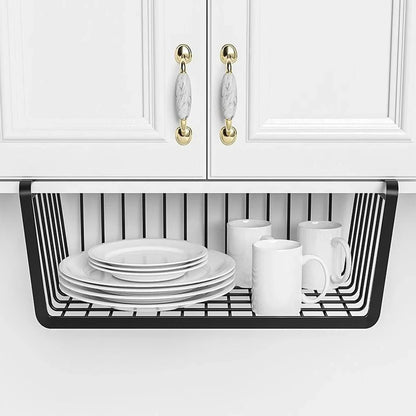 HangEase – Large Iron Under-Shelf Storage Basket for Kitchen & Wardrobe
