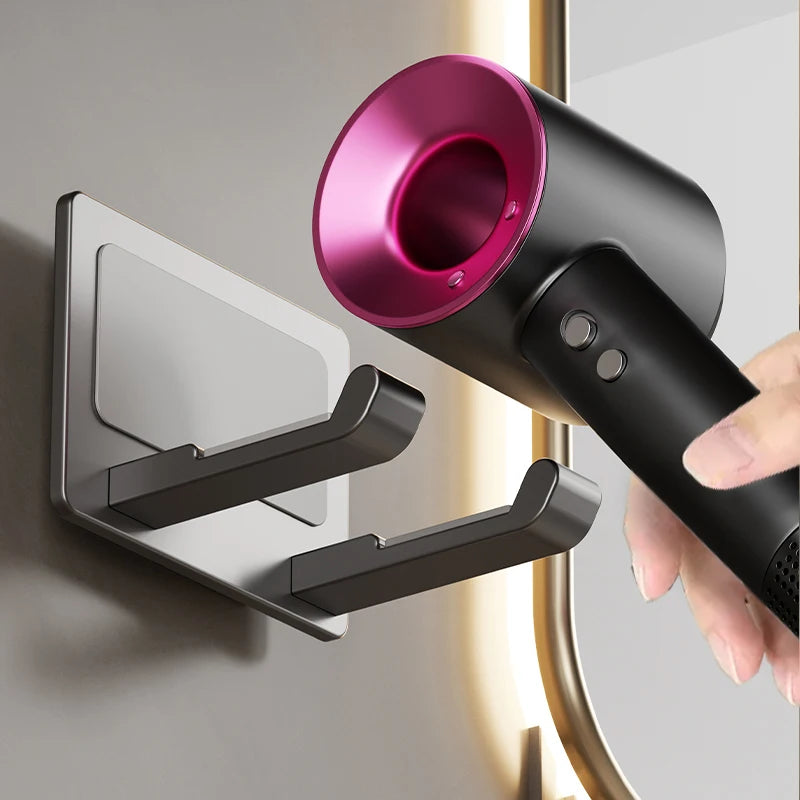 GlamRack™ – Wall-Mounted Hair Dryer & Straightener Holder with Bathroom Shelf