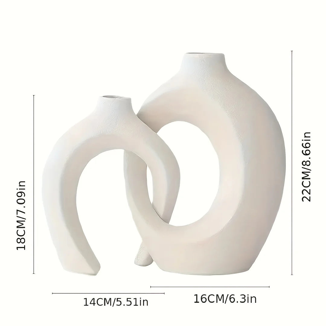 BohoNest Vases – Set of 2 Modern Hollow Ceramics for Home Styling