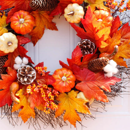 Rustic Autumn Charm™ – 55cm Harvest Garland Wreath for Seasonal Decoration