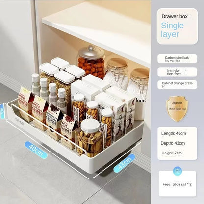 CabinetEase™ – Sliding Storage Tray & Kitchen Shelf Organiser