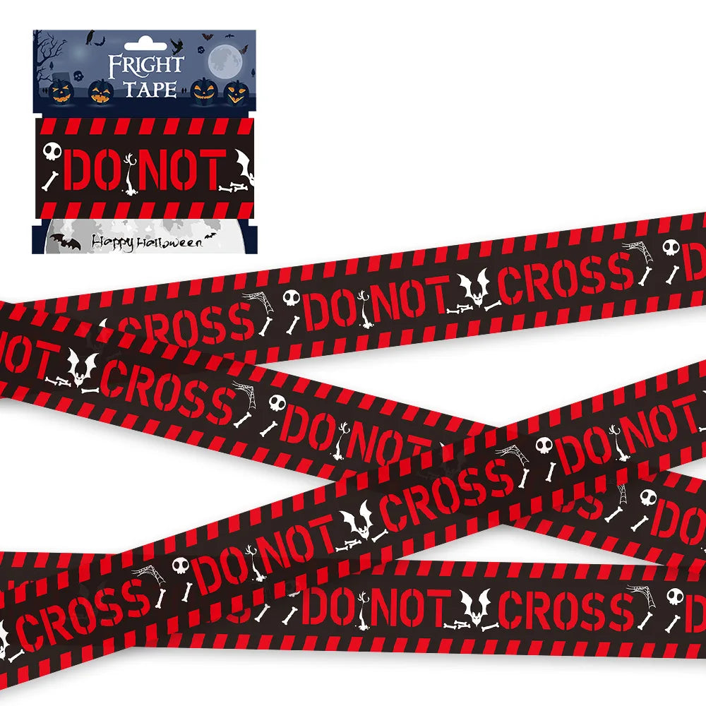 FrightZone™ – Halloween Window Skull Prop & Warning Tape Set