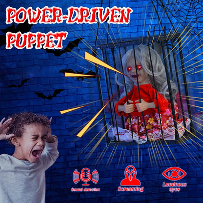 HauntCell™ – Horror Skeleton Cage Decoration for Halloween Parties