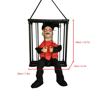 HauntCell™ – Horror Skeleton Cage Decoration for Halloween Parties