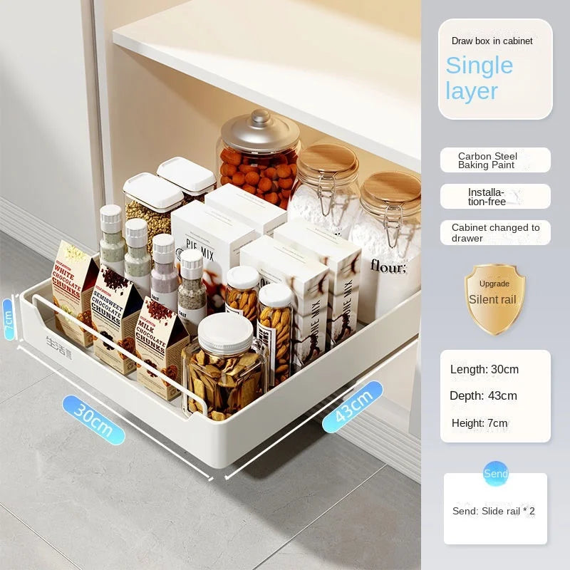 CabinetEase™ – Sliding Storage Tray & Kitchen Shelf Organiser