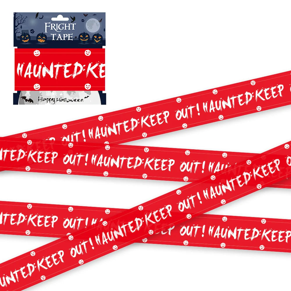 FrightZone™ – Halloween Window Skull Prop & Warning Tape Set
