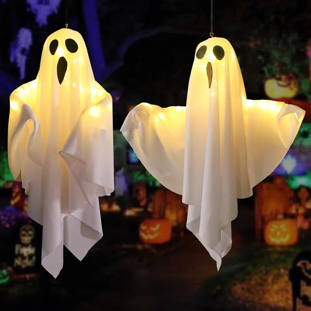 LED pumpkin and skull candle lights glowing for Halloween décor