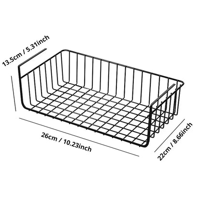 HangEase – Large Iron Under-Shelf Storage Basket for Kitchen & Wardrobe