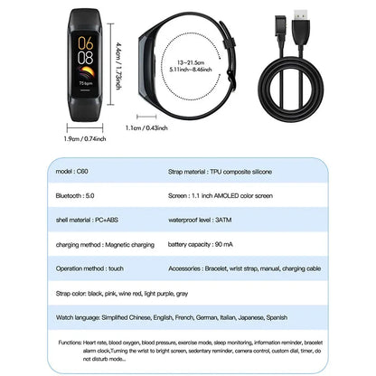 CoreTrack™ – Unisex AMOLED Smart Band for Sport & Wellness