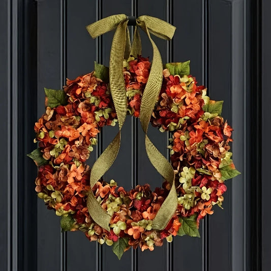 Harvest Bloom™ – Classic Autumn Wreath with Hydrangea Flowers