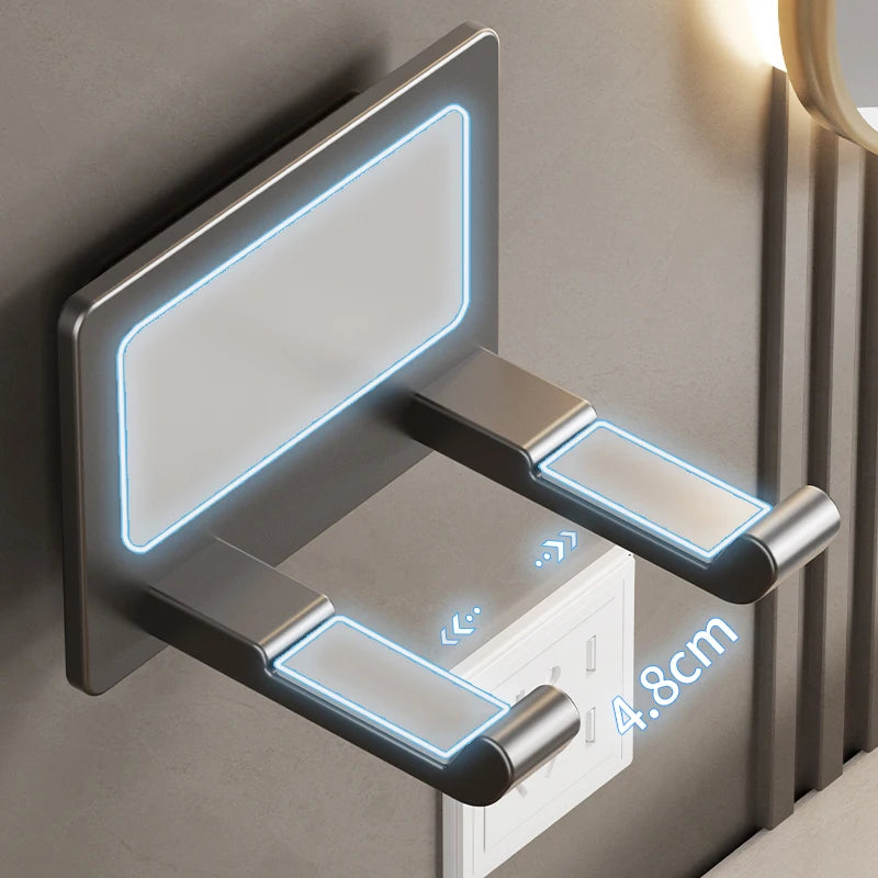 GlamRack™ – Wall-Mounted Hair Dryer & Straightener Holder with Bathroom Shelf