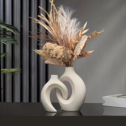 BohoNest Vases – Set of 2 Modern Hollow Ceramics for Home Styling