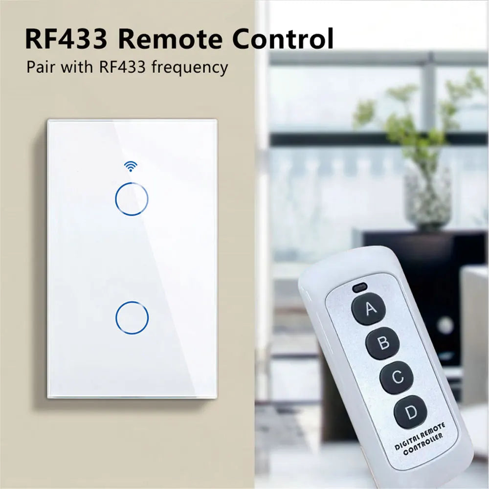 SmartWave™ RF433 – WiFi Touch Light Switch with No Neutral for Alexa & Google