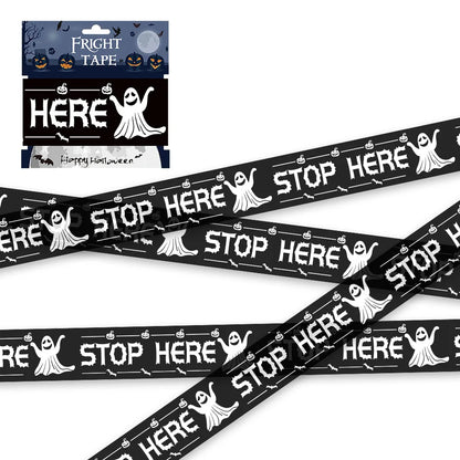 FrightZone™ – Halloween Window Skull Prop & Warning Tape Set