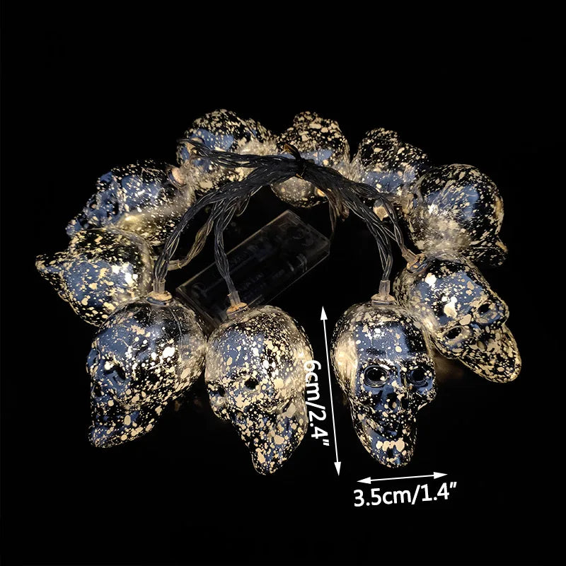 FrightFest™ – 1.5M Halloween LED Horror String Lights with Skulls & Spiders