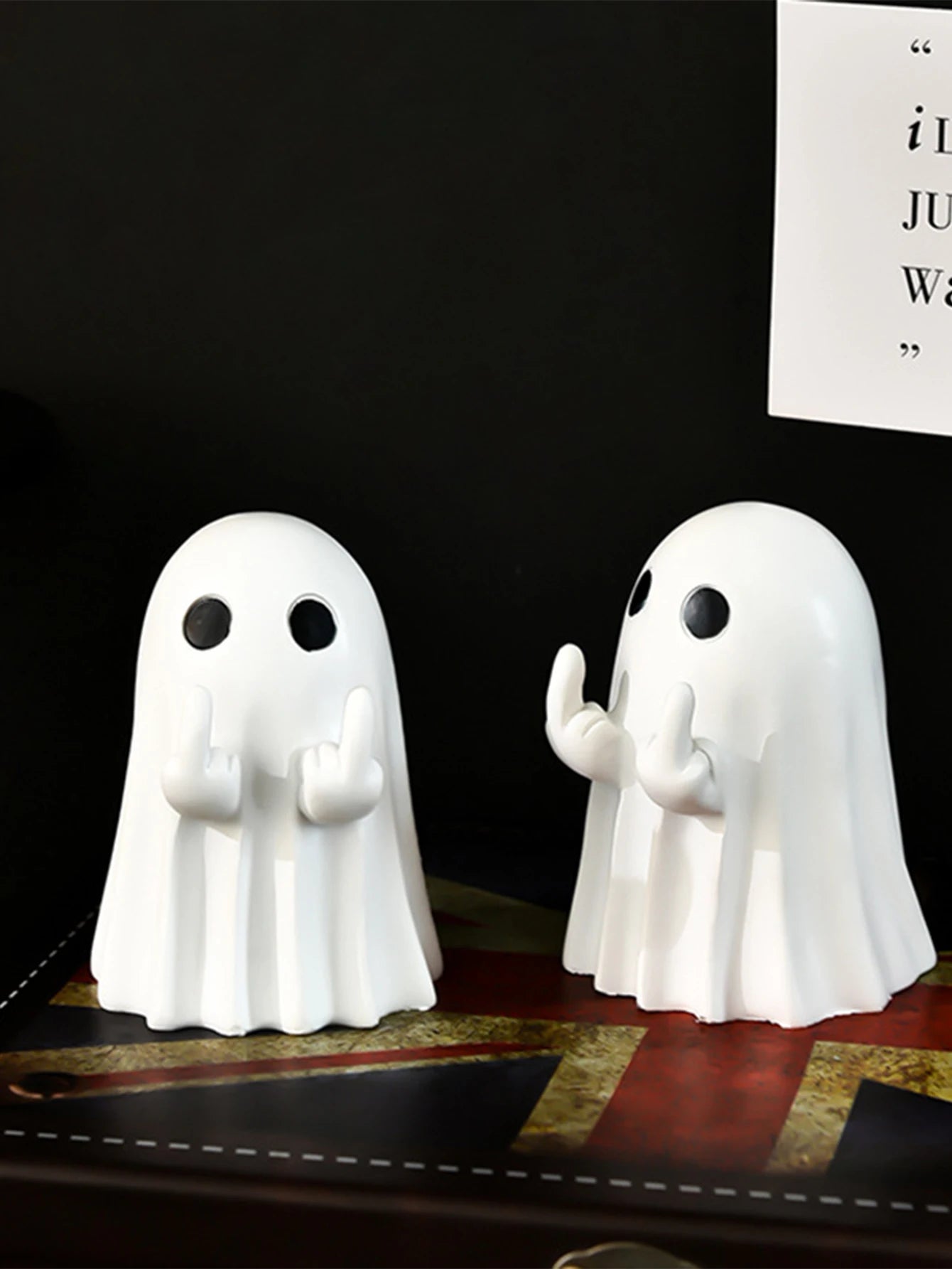 BooFlipper™ – Funny Middle Finger Ghost Figurine for Table & Shelf