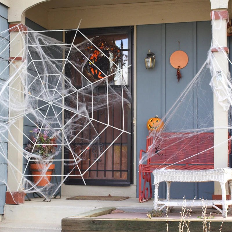 SpiderRealm™ – XXL Cobweb Decoration for Spooky Halloween Parties