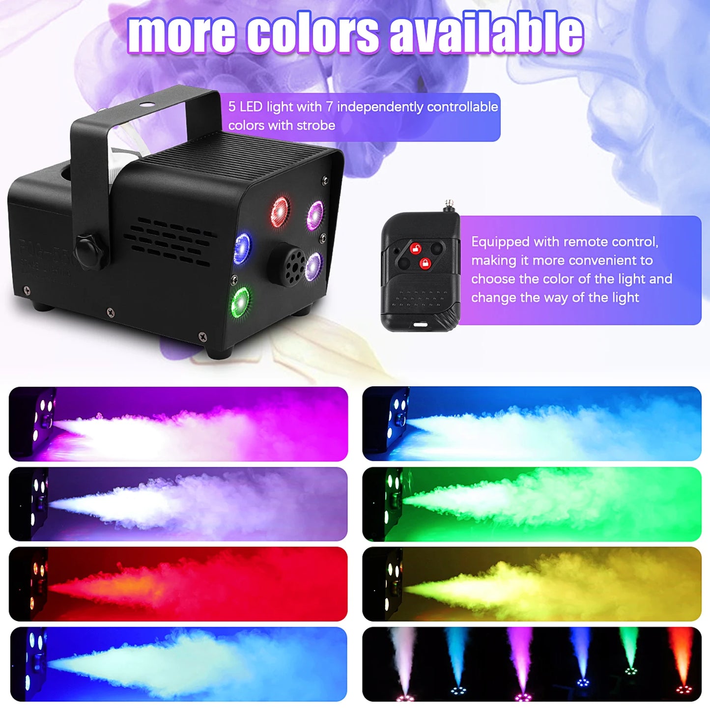 VortexMist™ 500W LED Fog Machine – RGB Smoke Effect for Parties & Stage