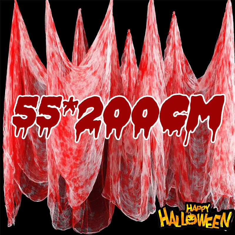 BloodyDrape™ blood-stained gauze cloth for Halloween windows and doors