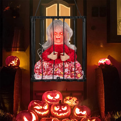HauntCell™ – Horror Skeleton Cage Decoration for Halloween Parties