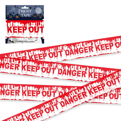 FrightZone™ – Halloween Window Skull Prop & Warning Tape Set