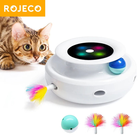 WhiskerWhirl 2-in-1 Smart Feather & Ball Toy for Cats and Dogs